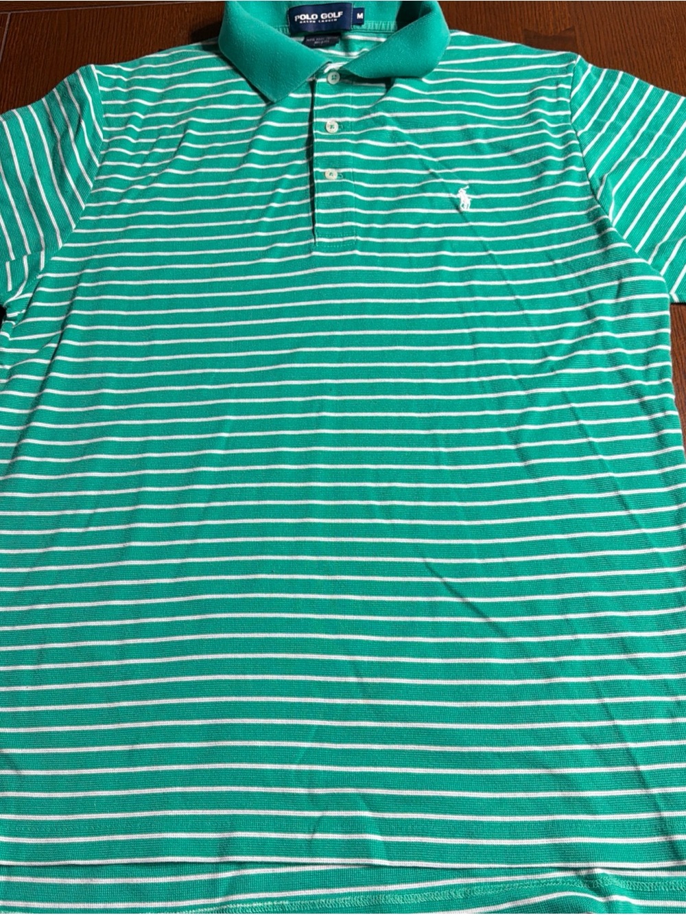 Polo Golf Ralph Lauren Green and White Striped Polo Shirt